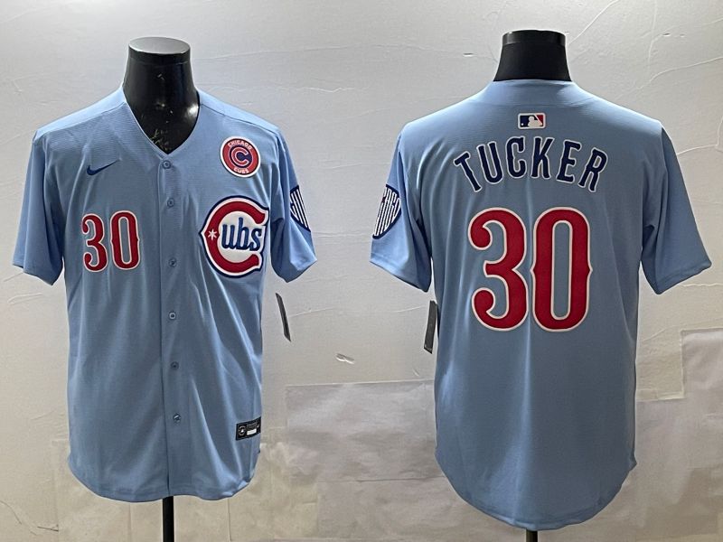 Men Chicago Cubs #30 Tucker Light Blue Throwback Fashion 2025 Nike MLB Jersey style 2